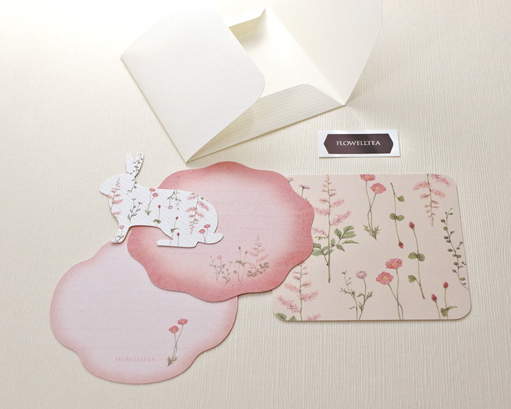 Flowelltea Series Flower and Animal Memo Card Set - Rabbit