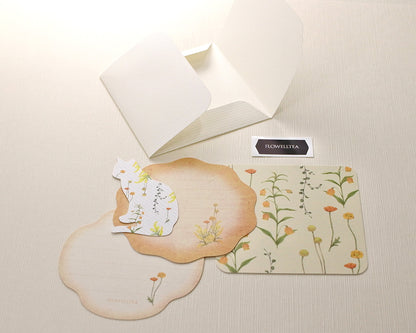 Flowelltea Series Flower and Animal Memo Card Set - Cat