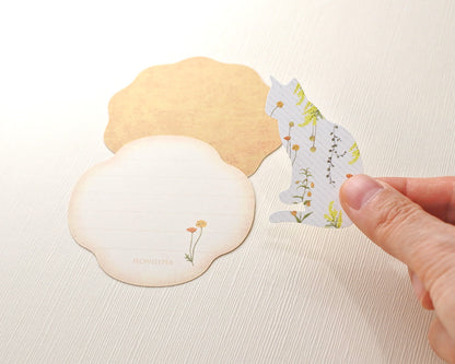 Flowelltea Series Flower and Animal Memo Card Set - Cat