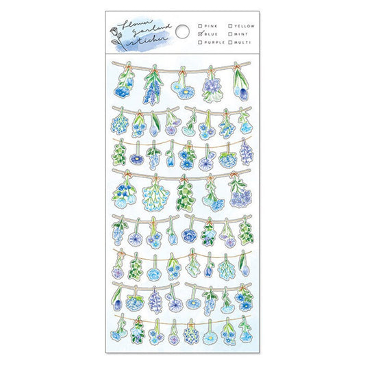 Flower Garland Sticker Series - Blue