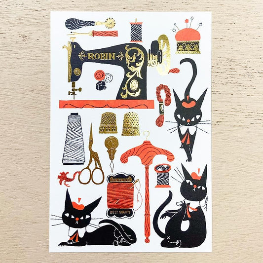 Foil Postcard designed by Black Neko Design - Sewing