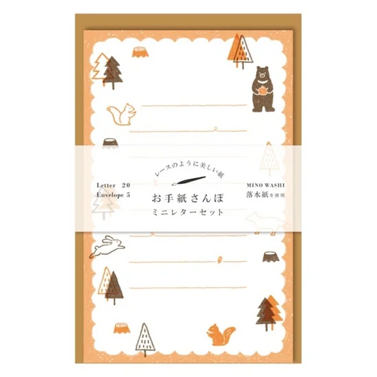 Walking Series Japanese Washi Letter Writing Set - Forest Bear