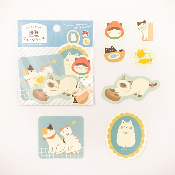 Furukawa Shiko - Japanese Washi Flake Sticker Bag My Biyori Series - Cat
