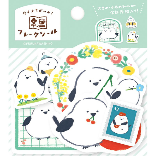 Furukawa Shiko Japanese Washi Flake Sticker Bag My Biyori Series Fluffy Birds