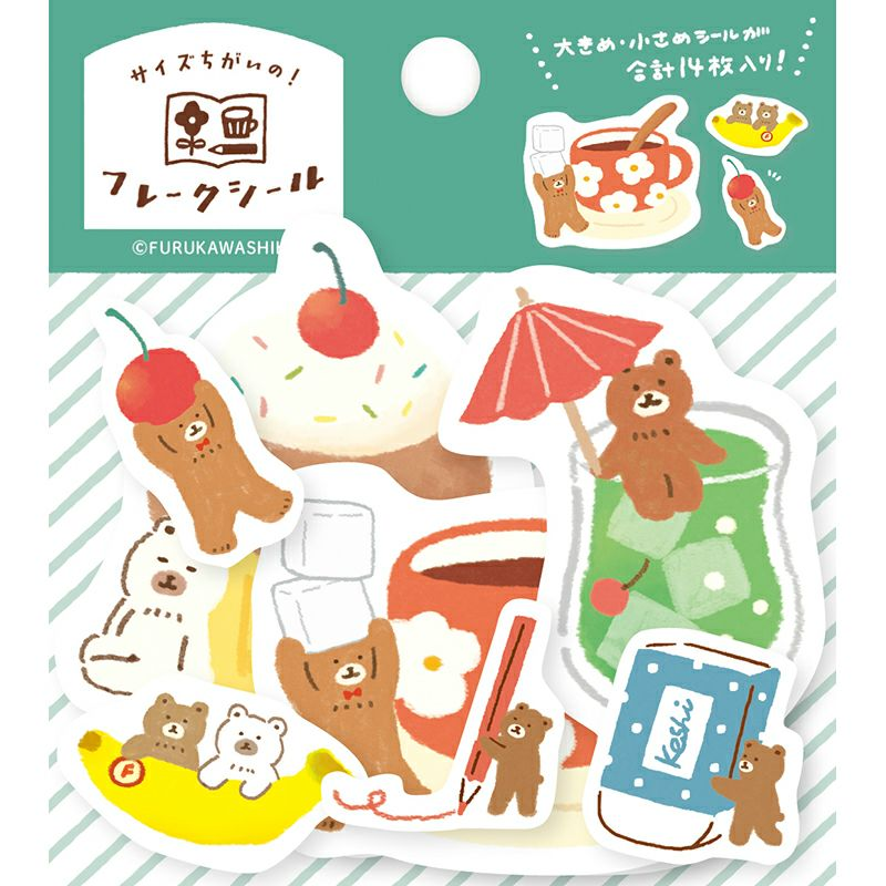 Furukawa Shiko Japanese Washi Flake Sticker Bag My Biyori Series Helper bear