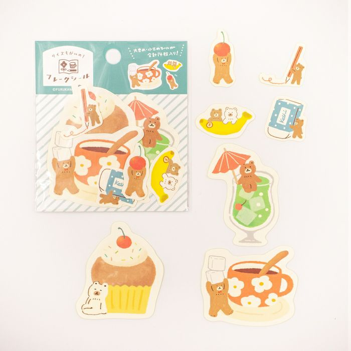 Furukawa Shiko Japanese Washi Flake Sticker Bag My Biyori Series Helper bear
