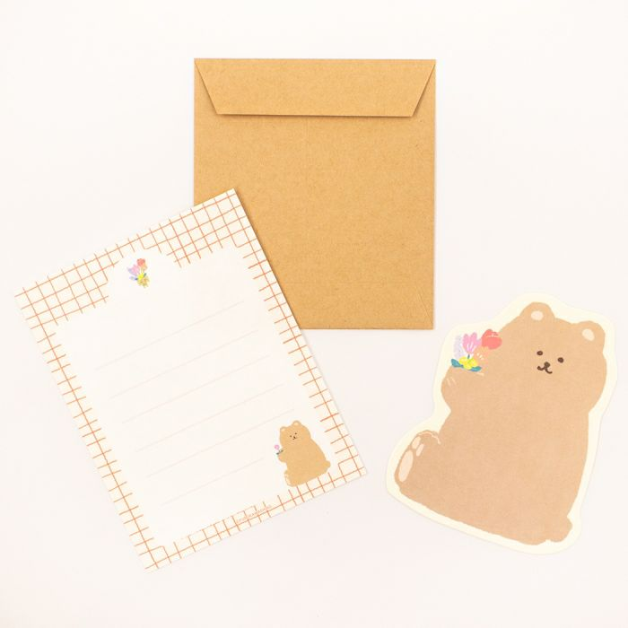 Furukawa Shiko - Japanese Mini Washi Die-cut Letter Writing Set My Biyori Series - Fluffy Bear