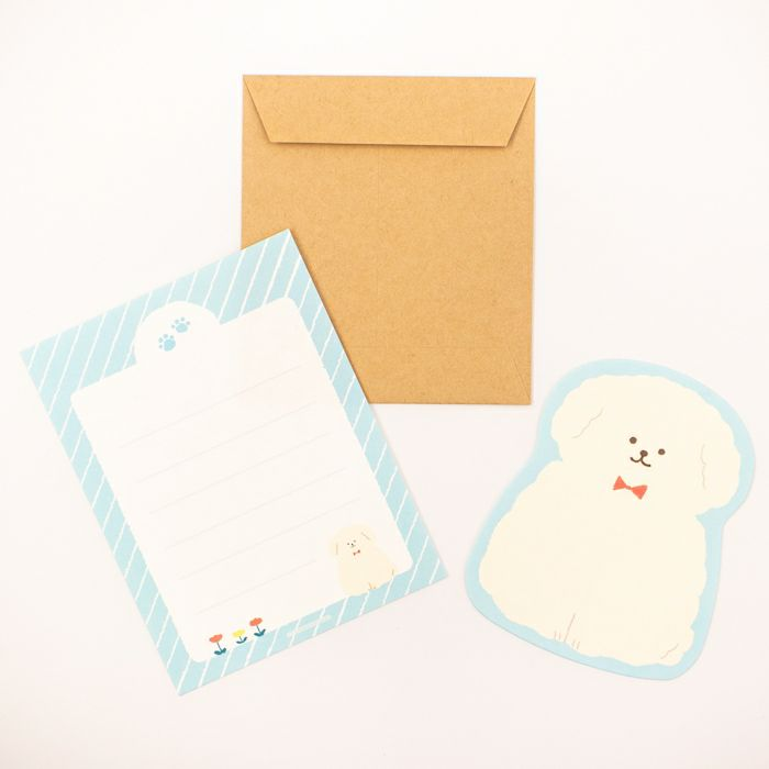 Furukawa Shiko - Japanese Mini Washi Die-cut Letter Writing Set My Biyori Series - Fluffy Dog