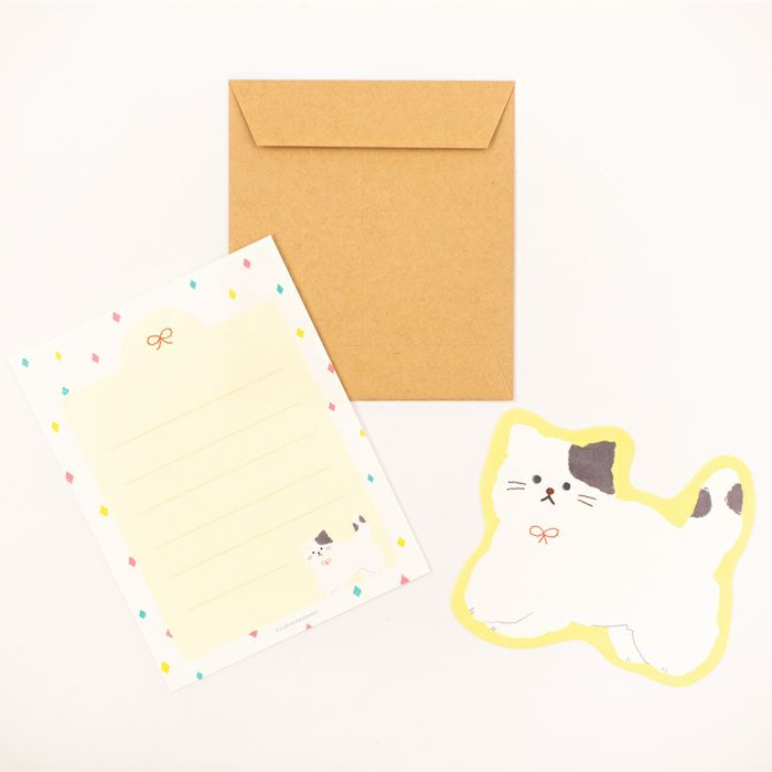 Furukawa Shiko - Japanese Mini Washi Die-cut Letter Writing Set My Biyori Series - Fluffy Kitten