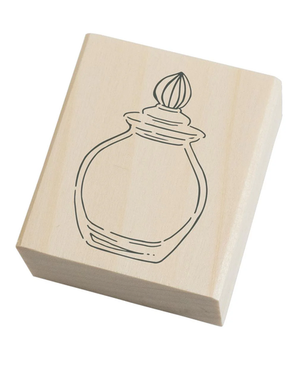 Masute no Aibo Series Wood Stamp - Glass Jar with Lid