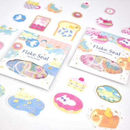 Gold Foil Flake Sticker Series designed by Nagomi Miyashita - Cat Days / Sweet Treats