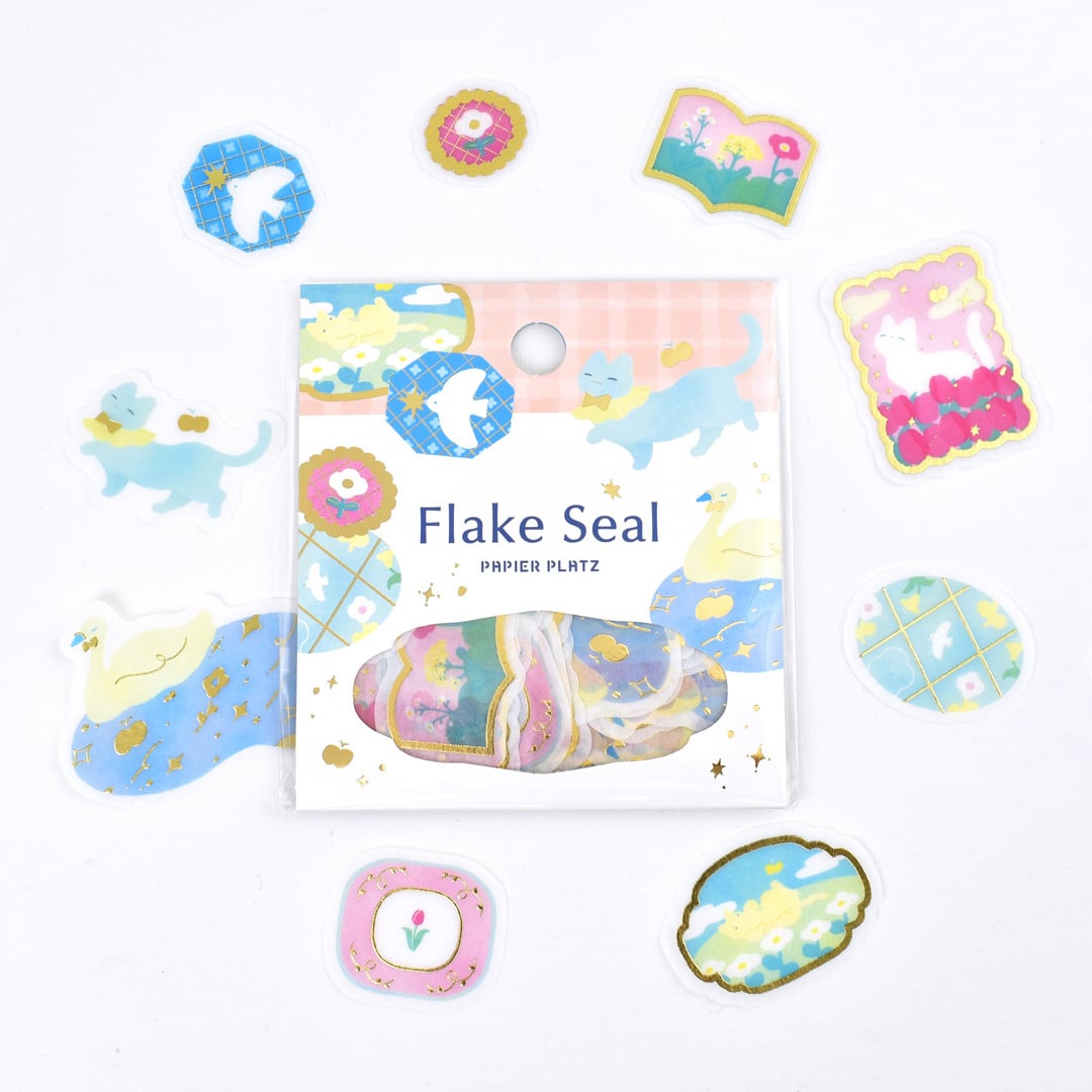 Gold Foil Flake Sticker Series designed by Nagomi Miyashita - Cat Days / Sweet Treats