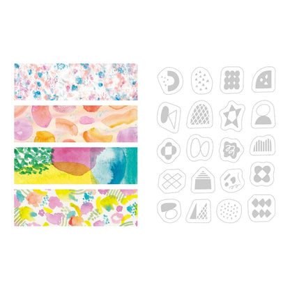 Hitotoki KITTA Collage Series Silver Foil Portable Sticker - Watercolor