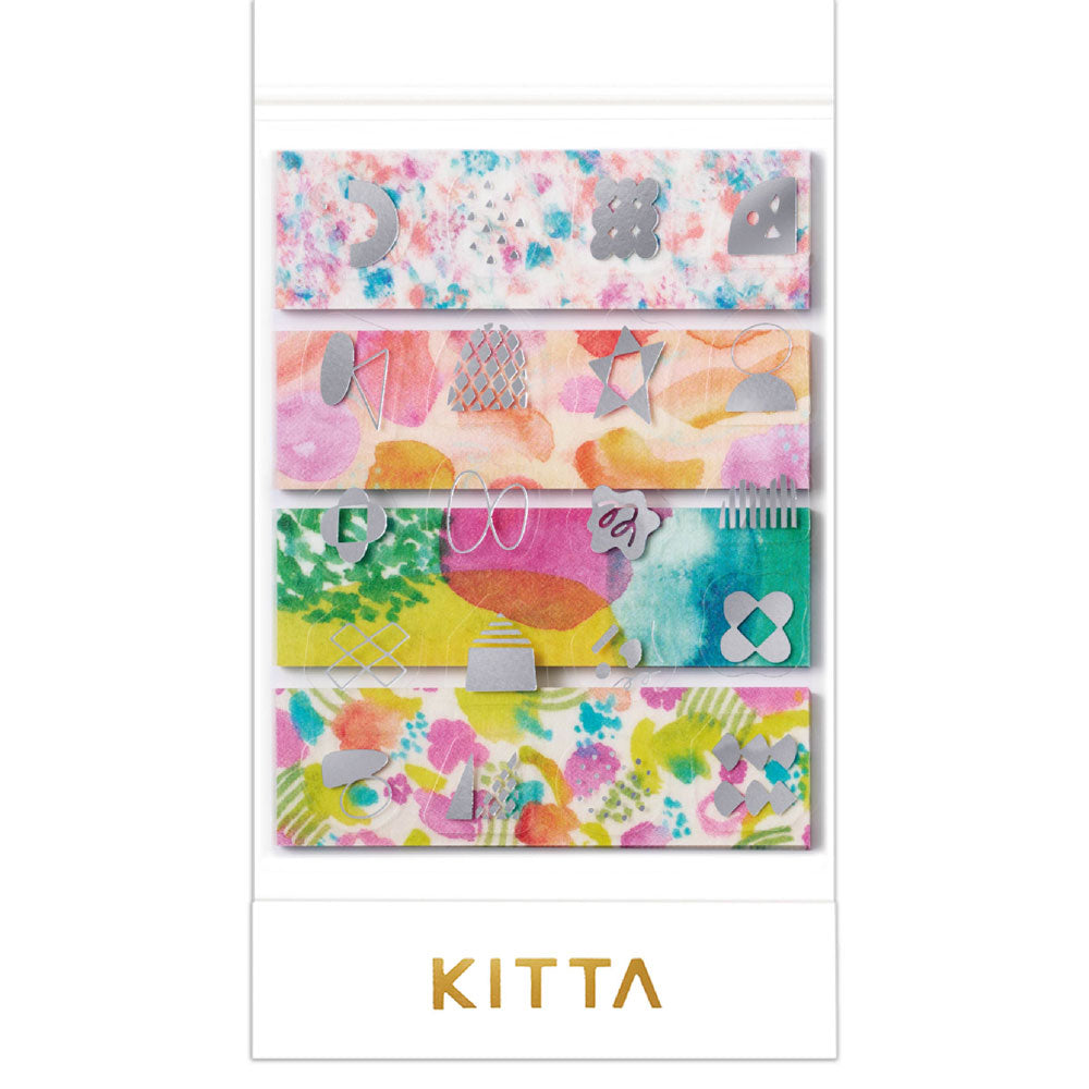 Hitotoki KITTA Collage Series Silver Foil Portable Sticker - Watercolor