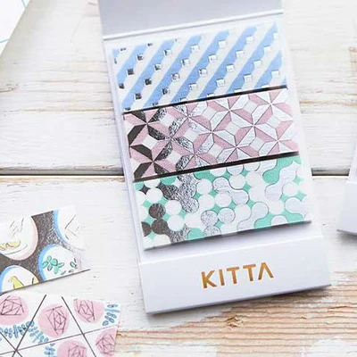 Hitotoki KITTA Wide Series Silver Foil Portable Sticker - Geometry