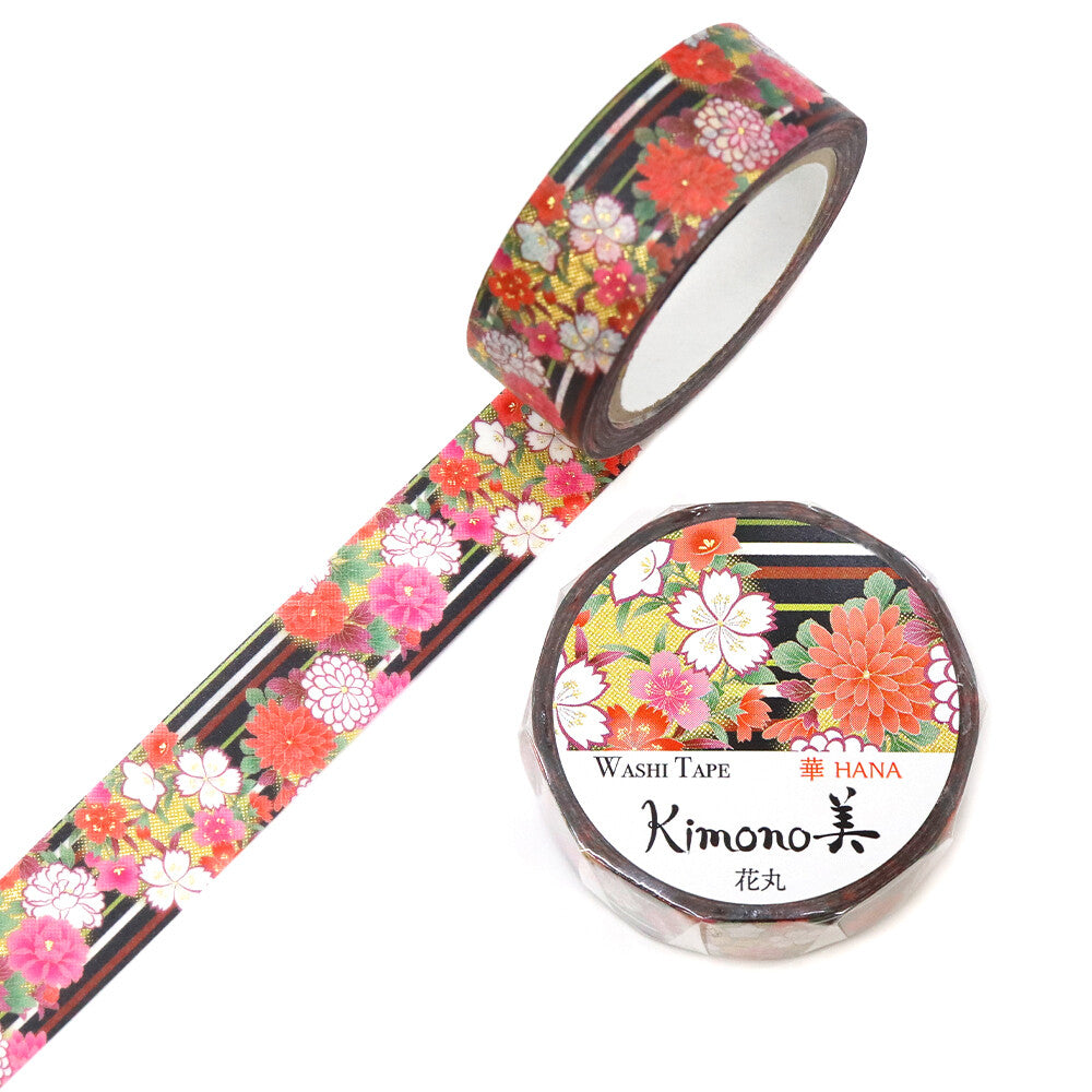 Kimono Hana Series Gold Foil Washi Tape - Hanamaru
