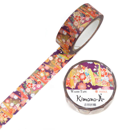 Kimono Hana Series Gold Foil Washi Tape - Kichijo Orizuru
