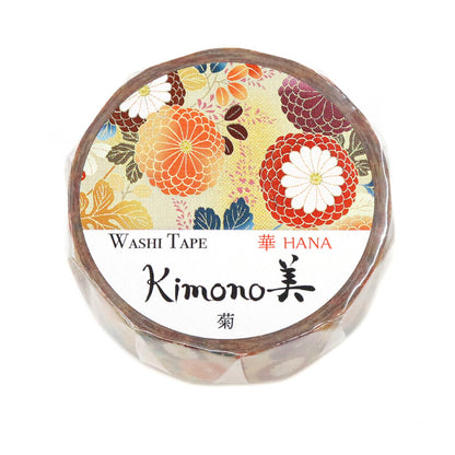 Kimono Hana Series Gold Foil Washi Tape - Kiku