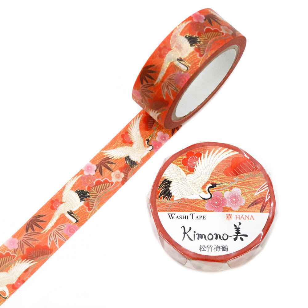 Kimono Hana Series Gold Foil Washi Tape - Pine, Bamboo, Plum and Crane
