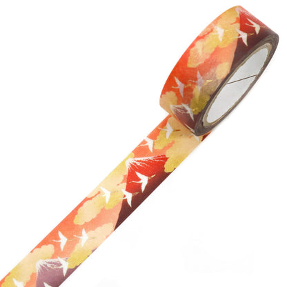 Kimono Yuu Series Gold Foil Washi Tape - Fuji and Cranes
