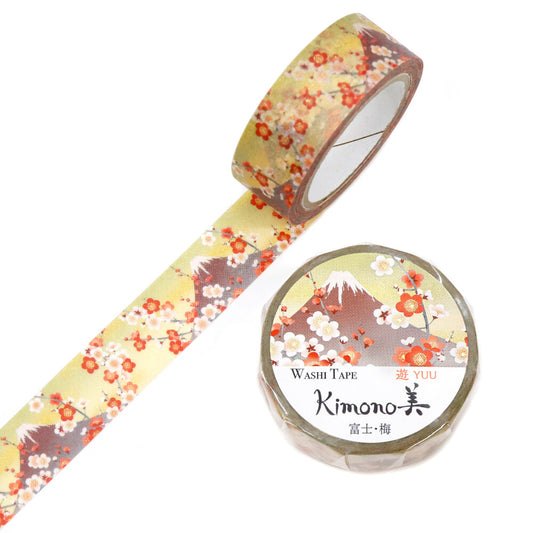 Kimono Yuu Series Gold Foil Washi Tape - Fuji and Ume