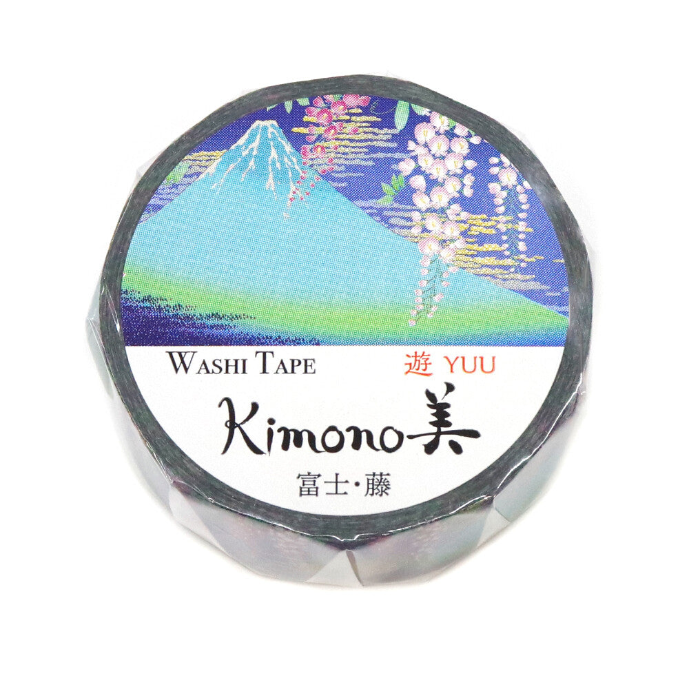 Kimono Yuu Series Gold Foil Washi Tape - Fuji and Wisteria