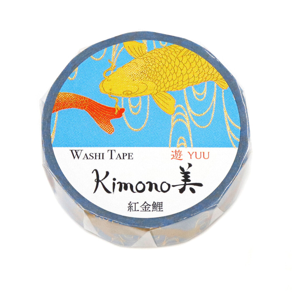 Kimono Yuu Series Gold Foil Washi Tape - Red Gold Koi