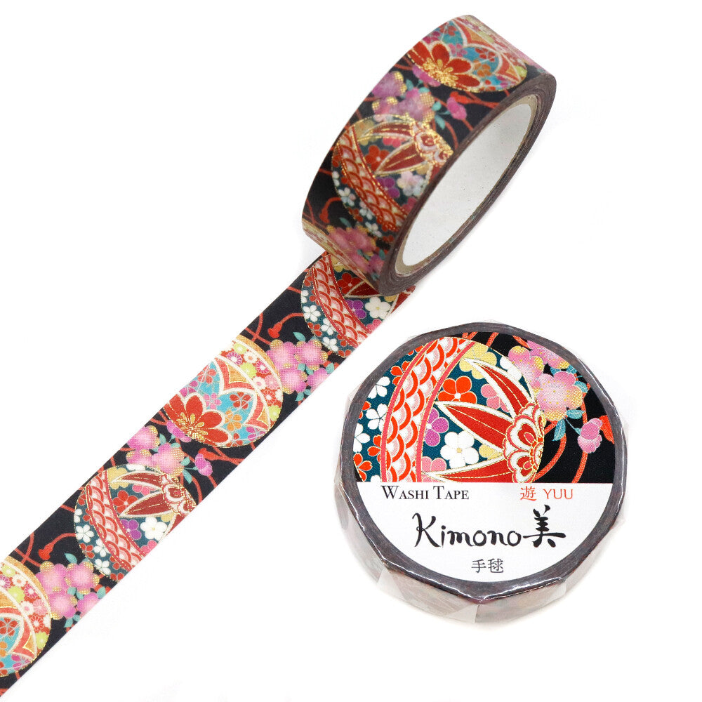 Kimono Yuu Series Gold Foil Washi Tape - Temari