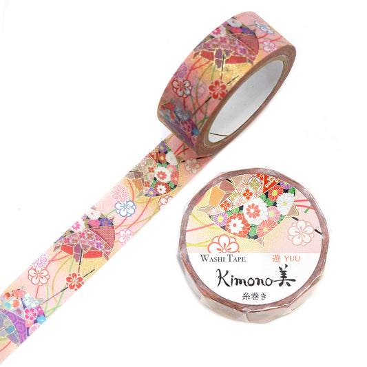 Kimono Yuu Series Gold Foil Washi Tape - Thread-wrapped