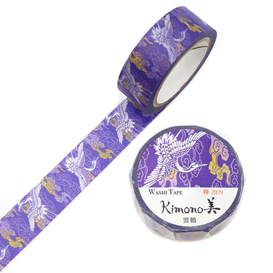 Kimono Zen Series Gold Foil Washi Tape - Clouds and Cranes