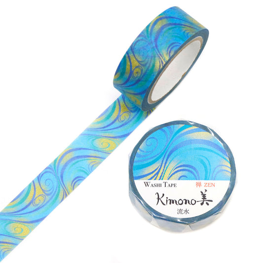 Kimono Zen Series Gold Foil Washi Tape - Flowing water