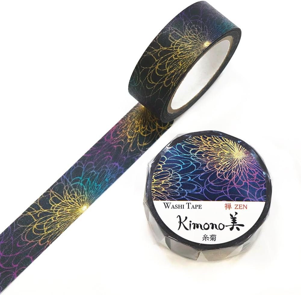 Kimono Zen Series Gold Foil Washi Tape GR-3053 Chrysanthemum indicum