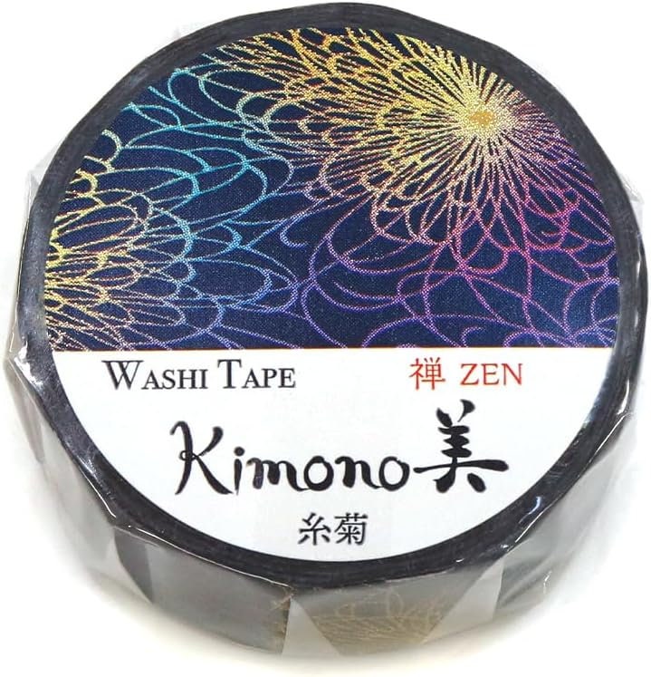 Kimono Zen Series Gold Foil Washi Tape GR-3053 Chrysanthemum indicum