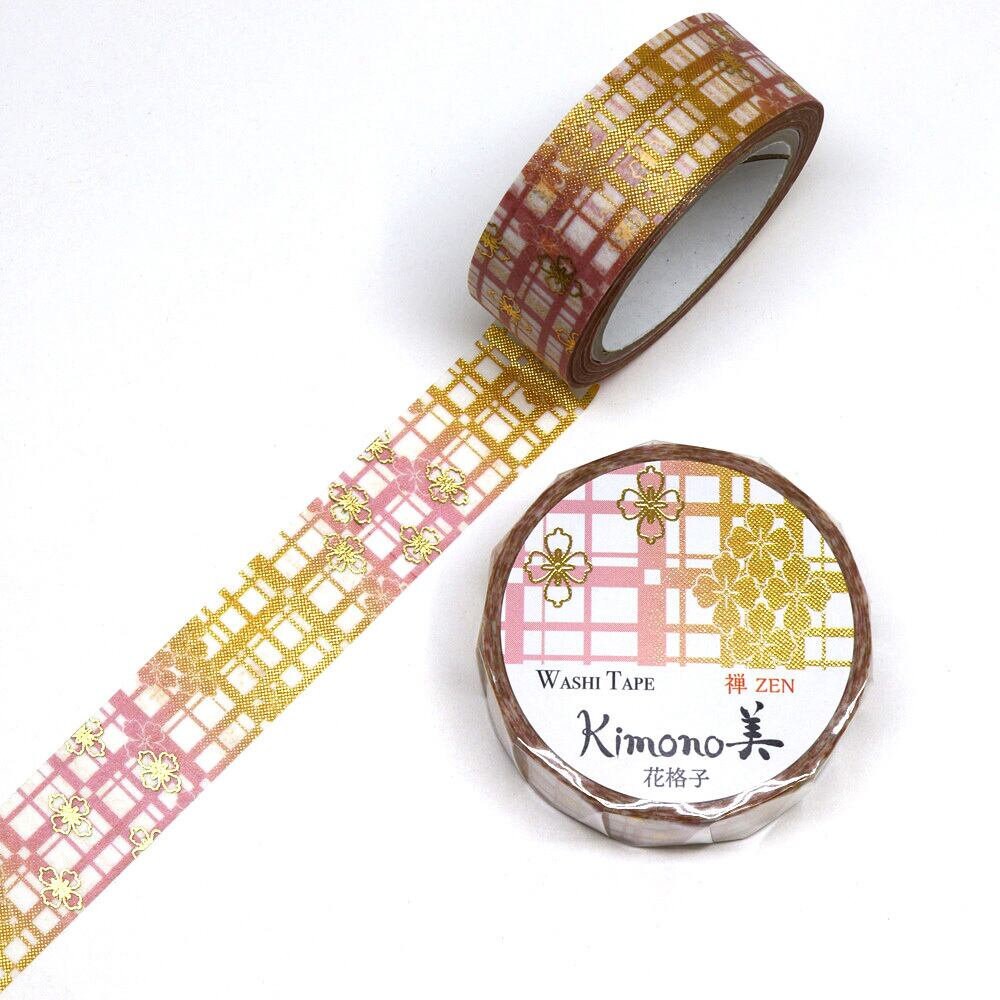 Kimono Zen Series Gold Foil Washi Tape GR-3023 Flower Grill