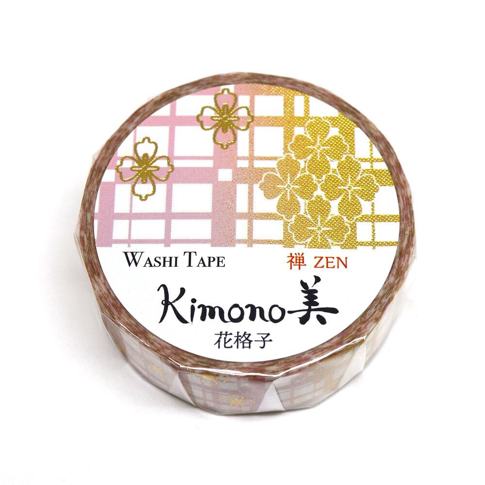 Kimono Zen Series Gold Foil Washi Tape GR-3023 Flower Grill
