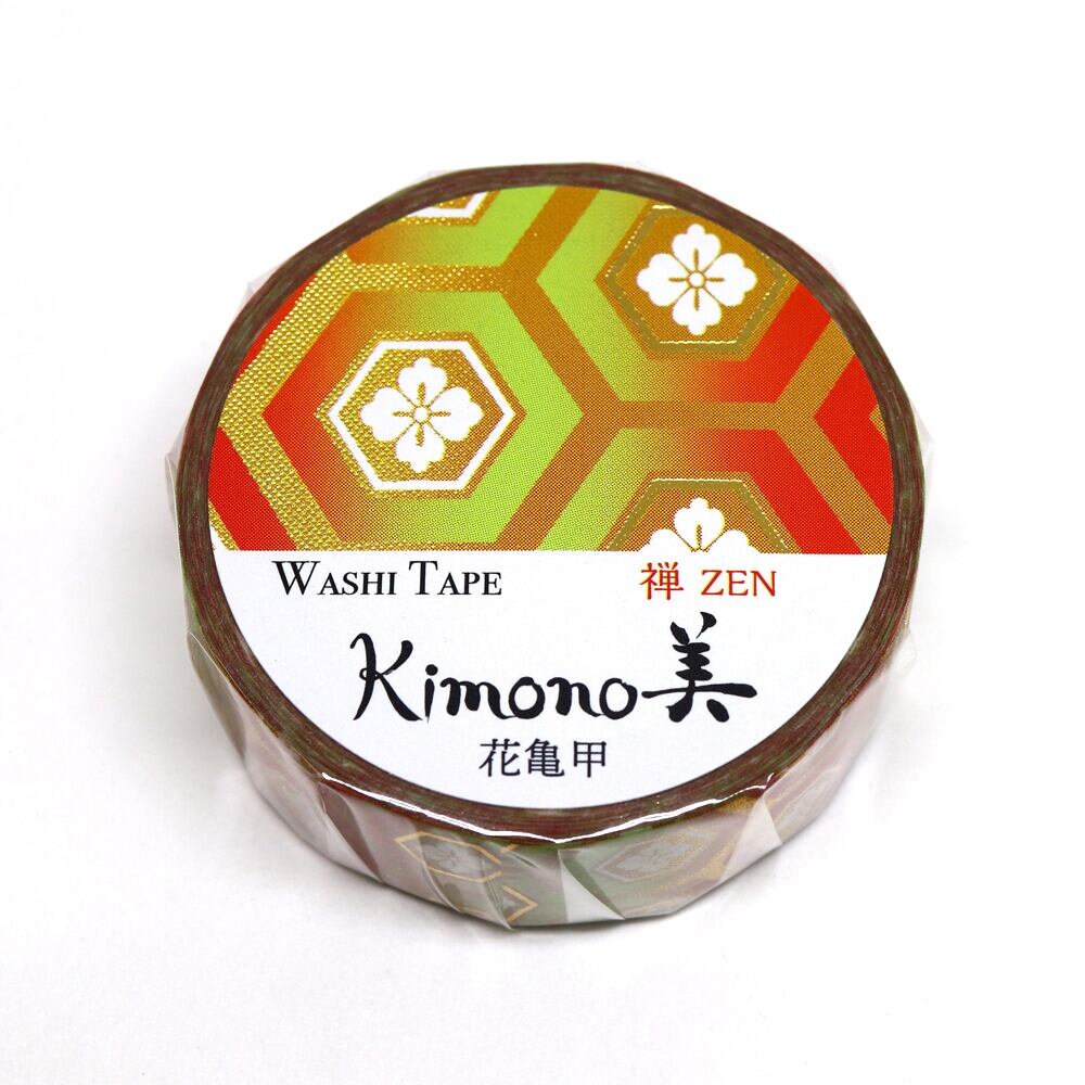 Kimono Zen Series Gold Foil Washi Tape GR-3021 Flower & Kikko