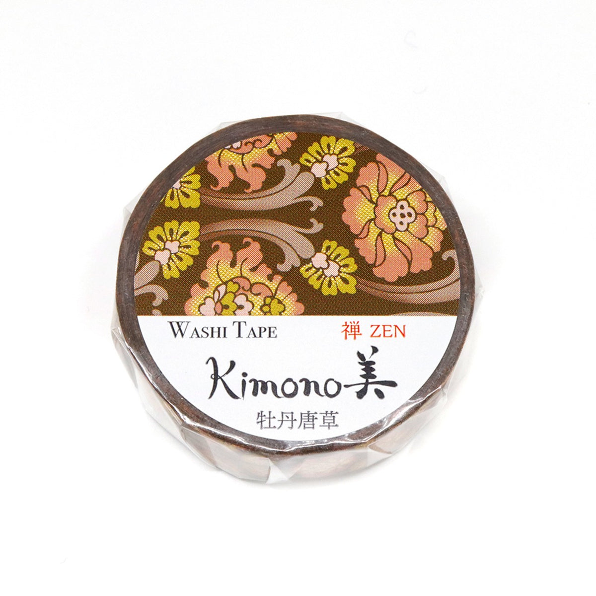 Kimono Zen Series Gold Foil Washi Tape - Peony Arabesque