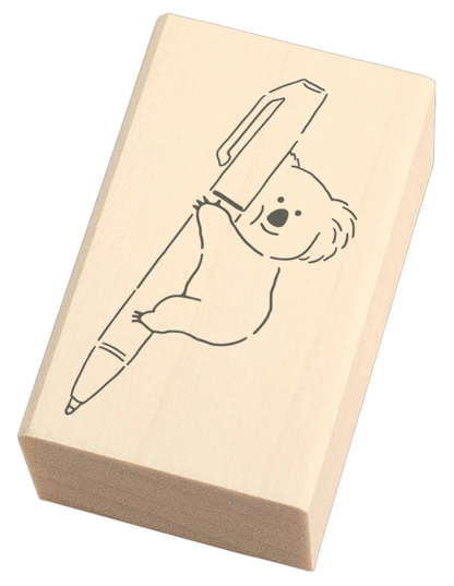 Masute no Aibo Series Wood Stamp - Koala and Pen