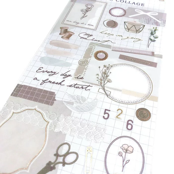 Libre Collage Series Gold Foil Sticker - Ivory