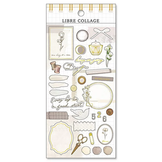 Libre Collage Series Gold Foil Sticker - Ivory