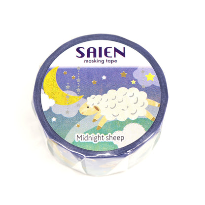 Saien Special Gold & Silver Foil Washi Tape Series - Midnight Sheep