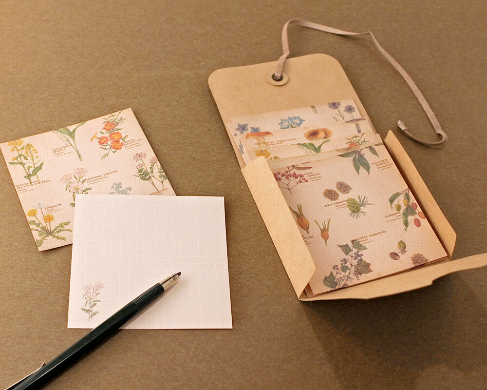 Retronome Series Memo Paper Set - Art Book of Wildflowers, Tree Fruits & Mushrooms