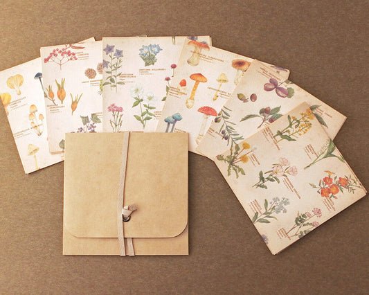 Retronome Series Memo Paper Set - Art Book of Wildflowers, Tree Fruits & Mushrooms