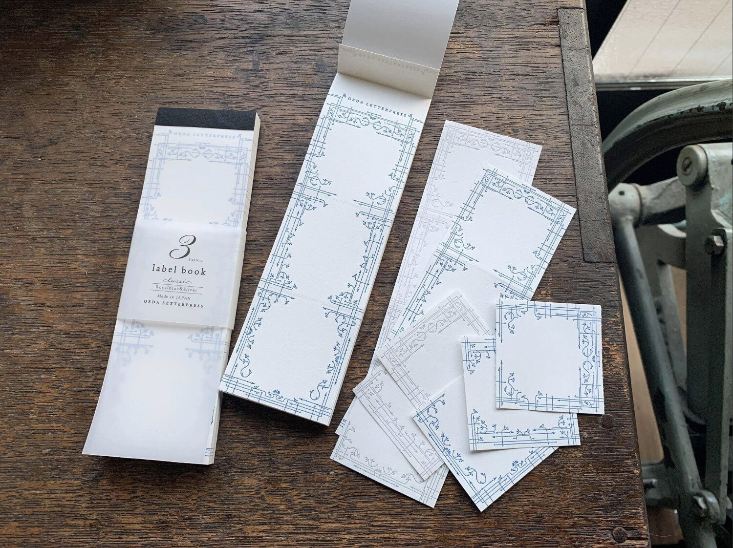 OEDA LETTERPRESS - 3 Pattern Letterpress Label Book - Classic - Royal Blue & Silver