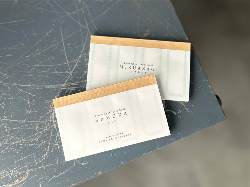 OEDA LETTERPRESS - 4 Ornament Label Book - Limited Edition Color - Sakura  / Mizuasagi 