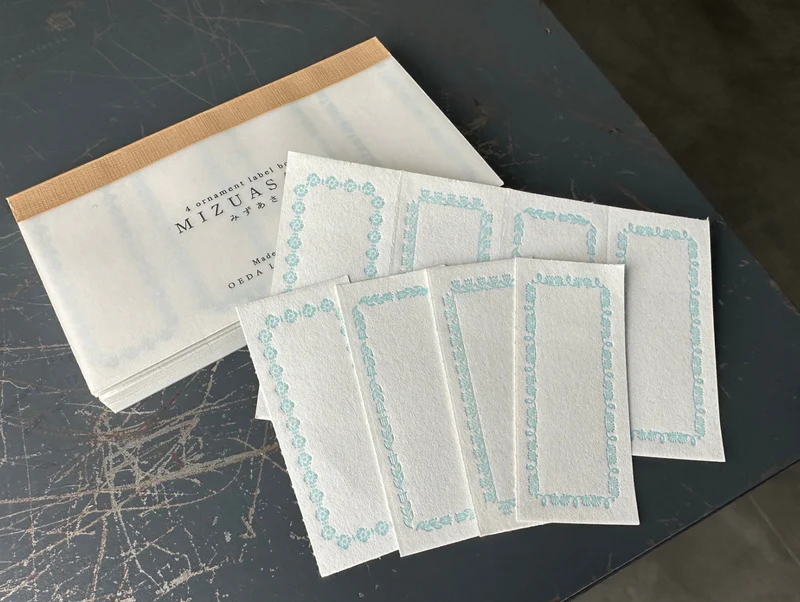 OEDA LETTERPRESS - 4 Ornament Label Book - Limited Edition Color 
- Mizuasagi 