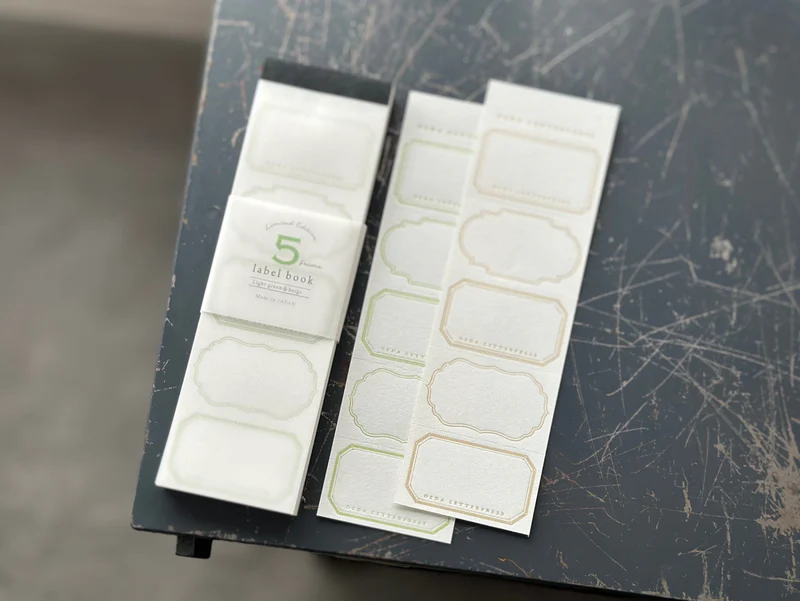 OEDA LETTERPRESS - 5 Frame Label Book - Limited Edition Color - Light Green & Beige
