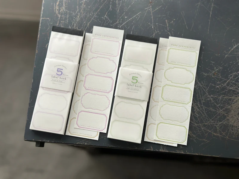 OEDA LETTERPRESS - 5 Frame Label Book - Limited Edition Color - Purple & Beige / Light Green & Beige
