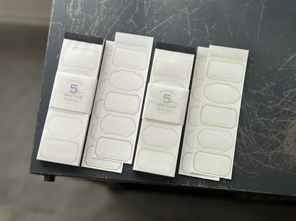 OEDA LETTERPRESS - 5 Frame Label Book - Limited Edition Color - Purple & Beige / Light Green & Beige