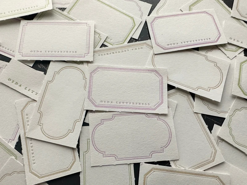 OEDA LETTERPRESS - 5 Frame Label Book - Limited Edition Color - Purple & Beige / Light Green & Beige